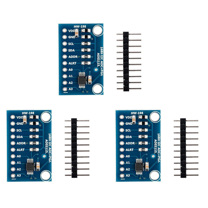 ADS1115 Module I2C, ADC Module 16 Bit 4 Channels, High Precision Analogue Digital Converter, Differential or Single Inputs, for Raspberry Pi, Microcontroller Projects, Measurement and Data Acquisition