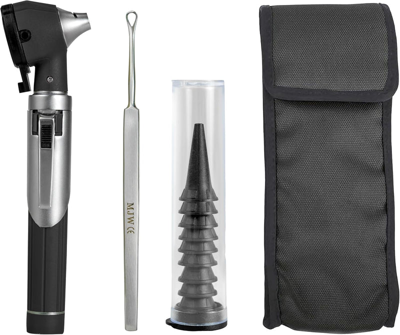 [Australia - AusPower] - Fiber Optic Mini Otoscope Ear Healthy Tool for Home use with Extra Replaceable LED Light Silver 