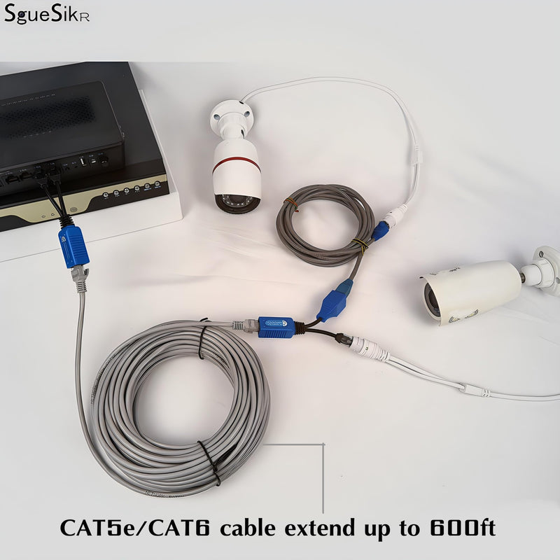 4 Pair PoE Ethernet Splitter, RJ45 Cable Sharing Kits, 2-in-1 Cat5 Combiner, Ethernet Extender for 8 Security IP Cameras NVR Surveillance System - Weatherproof for Outdoor Use