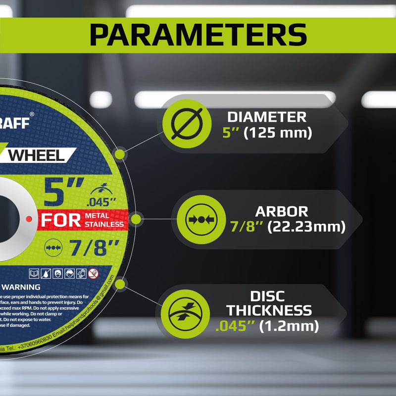 [Australia - AusPower] - Cut Off Wheels 5 Inch Thin Metal & Stainless Steel Cutting Wheel – Professional 5” x .045” x 7/8" Fast Cutting Disc for Angle Grinder GRAFF (25 Pack) Ø Cut-off 5” x .045” x 7/8" 