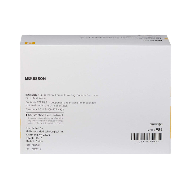 [Australia - AusPower] - McKesson Lemon Glycerin Swabsticks, Sterile, Oral Swab Stick, 25 Count, 1 Pack (25 ct) 