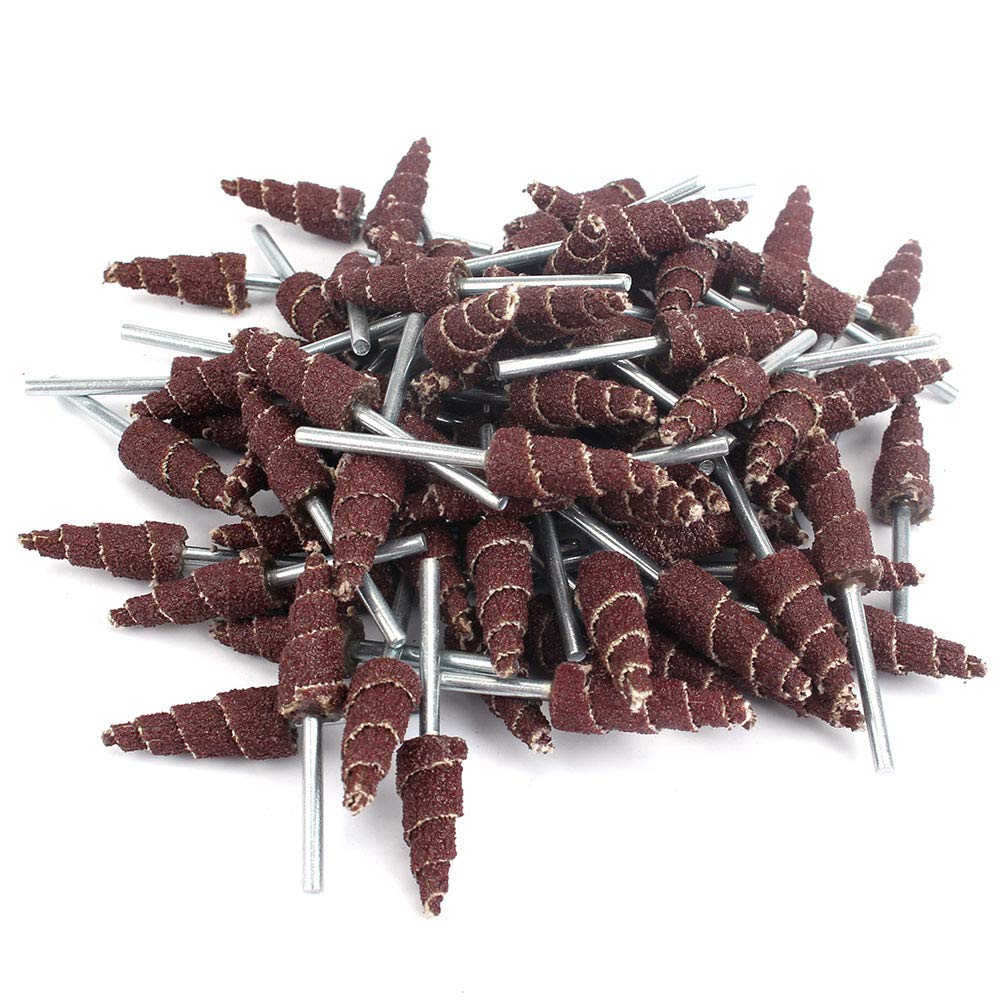 20Pcs 1/8" Shank 80 Grit Mounted Point Abrasive Cone Shape Sandpaper Deburring Sanding Polishing Flap Wheel Rotary Tool for Grinding and Polishing 3x12mm 20Pcs 3x12mm Grinding Head 80 Grit