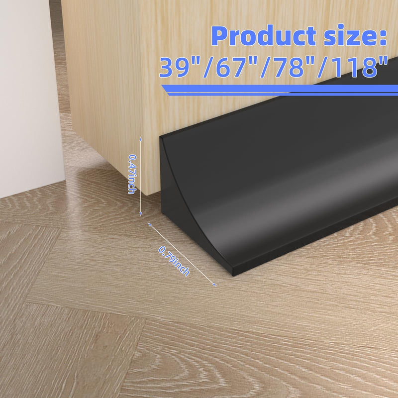 118 Inch Silicone Shower Threshold Water Barrier, Dam for Frameless Shower Door, Corner Bathroom Water Guard (Black) 118 Inch Black
