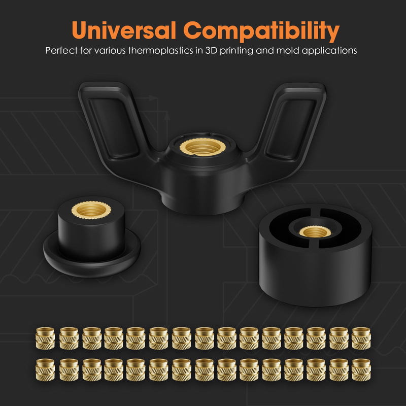 [Australia - AusPower] - Heat-Set Threaded Inserts, M2.5 Heat Set Insert for 3D Printing Components and Plastic Parts - Brass Metric Knurled Nuts (100 Pieces) M2.5 x D3.5 x L4(100pcs) 