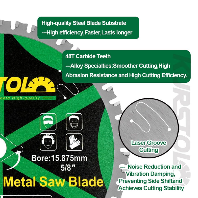 [Australia - AusPower] - KURSTOL Circular Saw Blade for Metal - 165 x 20 x 15.875 mm 48 Teeth Carbide Circular Saw Blade for Iron, Ferrous and Non-ferrous Metals, Iron Pipes, Rebar Steel 165mm 1 