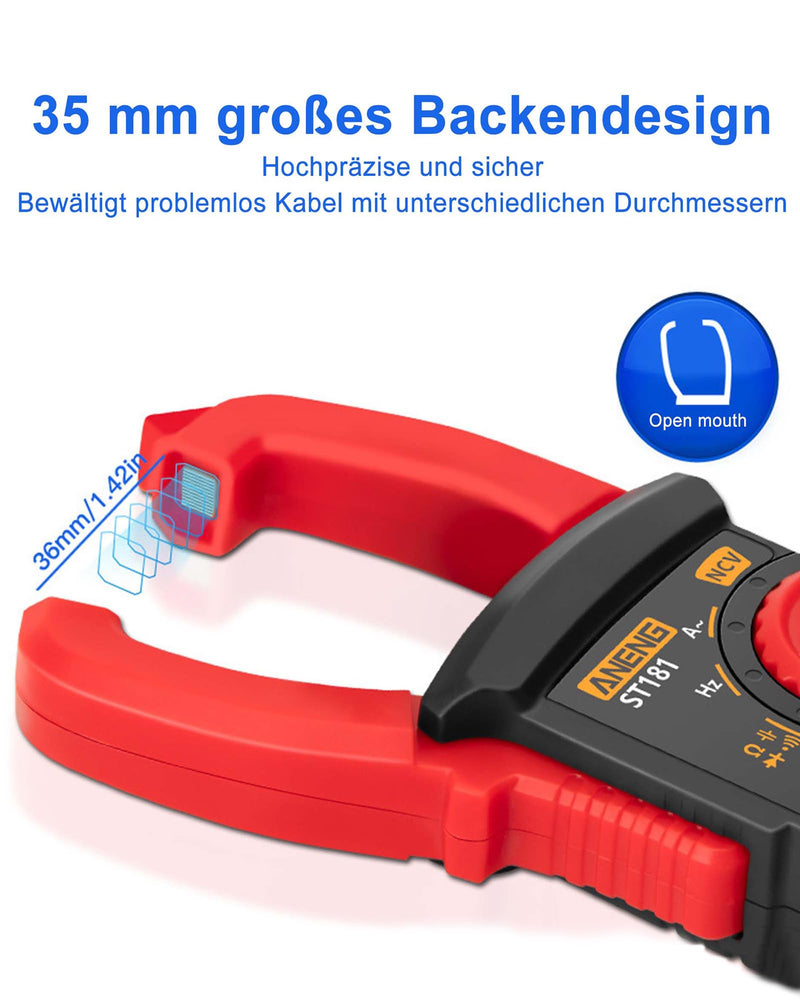 Digital Current Clamp AC DC Multimeter - True-RMS 4000 Counts Current Meter | Ammeter with automatic range selection for measuring AC/DC voltage current resistance capacity continuity NCV detection