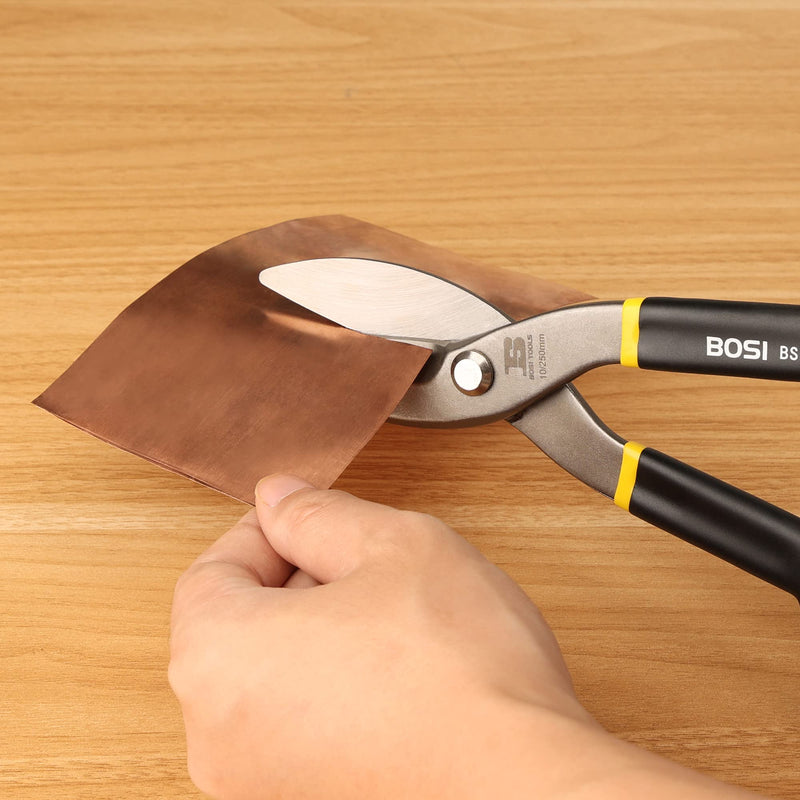 [Australia - AusPower] - Tin Snips 12 Inch Flat Blade Metal Cutters Straight Shears Heavy Duty Drop Forged Carbon Steel Blade with Comfortable Rubber Dipped Handle for Cutting Sheet Metal 
