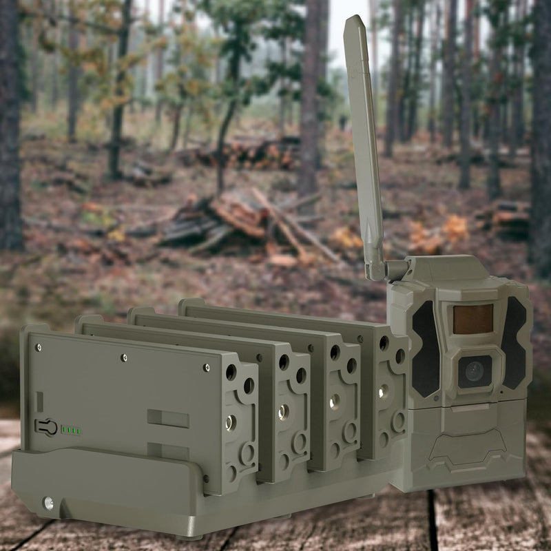 Reveal Lithium Battery Charger 4 Port Charger with LED Indicator Lights Compatible with Reveal Hunting Trail Camera