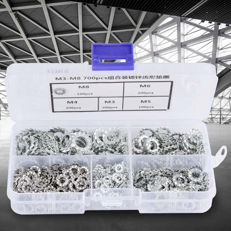 [Australia - AusPower] - 700Pcs Copper Washer Assortment Set, M3~M8 5Kinds Galvanized Hexagonal Counter Sunk Screw Nut Kit Flat Washers Assortment Set for Electrical Connections 