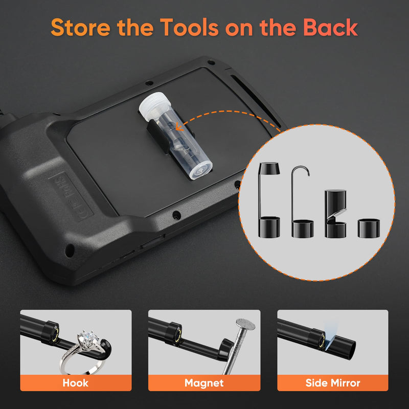 [Australia - AusPower] - Endoscope Camera with Photo Video Recording, 1080P Borescope Camera with Light, Industrial Inspection Camera, Waterproof Snake Camera, Car Engine Borescope with 4.3" Screen, 16.4FT Semi-Rigid Cord 