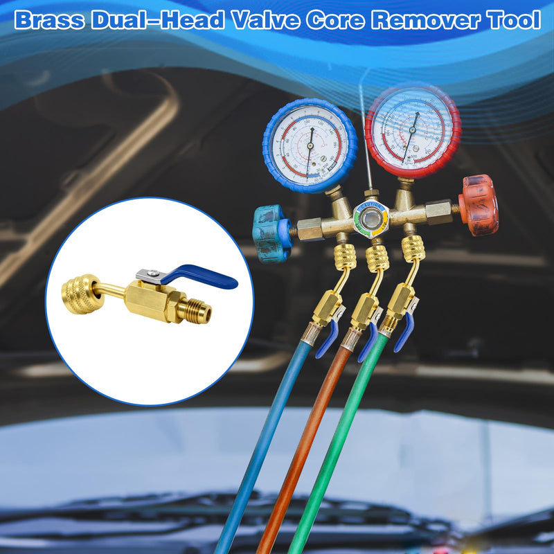 3pcs A2lr-32r454b Ball Valve Refrigerant HVAC Low Loss Adapter Ball Valve Adapter for LH Tanks and RH Servo Trousers of R-32/R-454b A2l Refrigerant, A2l R32 R454b Coolant Hose Adapter