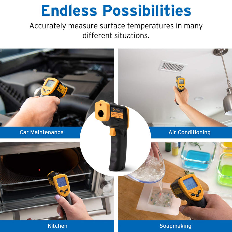 [Australia - AusPower] - Etekcity Infrared Thermometer 749 (Not for Human) Temperature Gun Non-Contact Digital Lasergrip with LCD Backlit Display, -58℉ to 716℉ (-50℃ to 380℃), Black-Yellow Yellow 