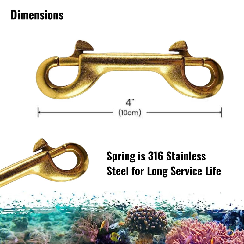 [Australia - AusPower] - Marine Grade 4" (100mm) Double Ended Clips/Bolt Snaps with SS316 Spring 4" (100mm) 18K Gold on Stainless Steel - 2pk 