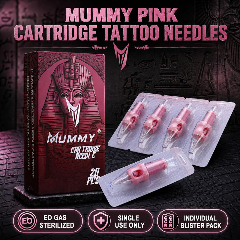 Mummy PN-1007RS Tattoo Cartridge Needles Assorted Disposable Round Shader L Taper Pack of 20