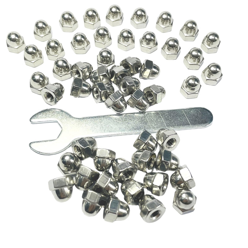 [Australia - AusPower] - 52pcs 10-32 Acorn Cap Nuts,10-32 Cap Nuts,Acorn Hex Cap Dome Head Nuts,Dome Nuts,304 Stainless Steel Acorn Nuts,Hardware Nuts,18-8,Bright Finish with Open End Wrench #10-32 