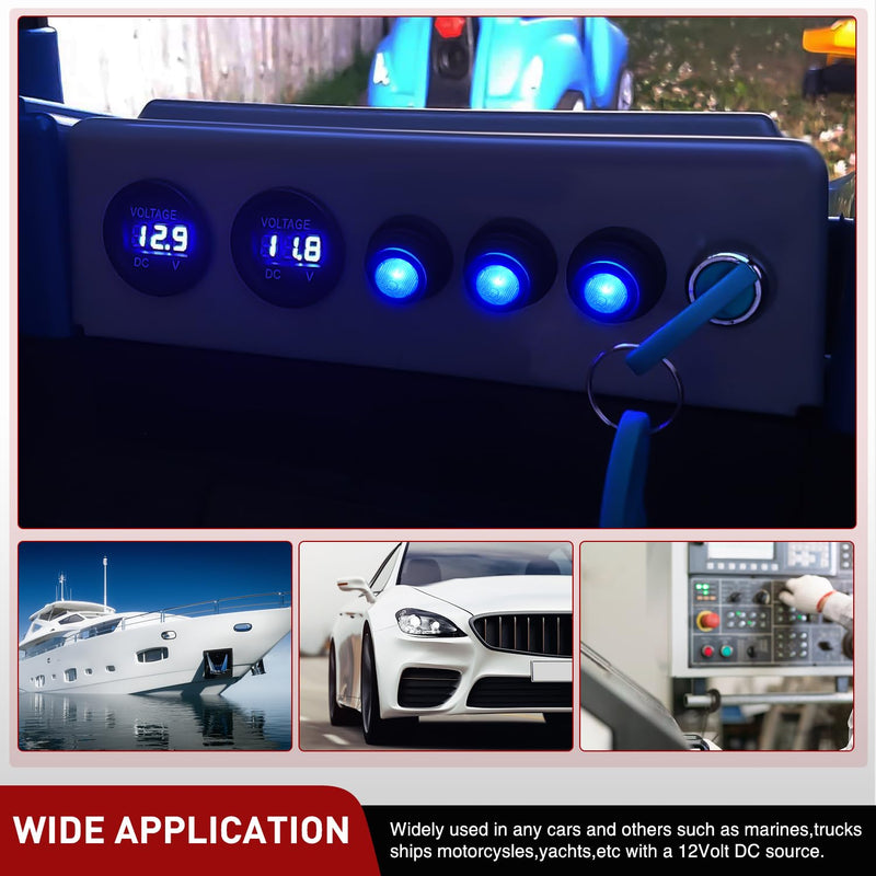 [Australia - AusPower] - Nilight 5PCS Waterproof Round Rocker Switch w/Wiring Harness Switches Holder 12V 24V Blue LED Lighted On Off Toggle Shell SPST 3Pin for Switch Panel Car RV Trucks Marine Boats Waterproof Switch + Switch Holder Automotive Switch 