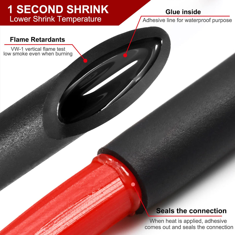 Chanzon 3:1 Ratio 3/16" (4.8mm) Heat Shrink Tubing - Marine Grade Waterproof Adhesive Lined - 8Ft Roll (2.5M Total Length) Black Polyolefin Sleeving Wrap Shrinking 3 to 1 Ratio 1pcs 4.8mm (3/16") - 8FT