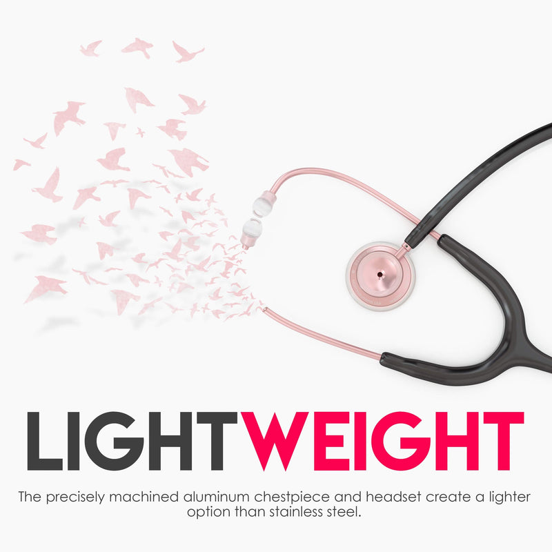 [Australia - AusPower] - MDF Instruments Acoustica Lightweight Stethoscope for Doctors, Nurses, Students, Rose Gold/Black Tube + MDF LUMiNiX Illuminator Medical Professional Diagnostic Penlight 