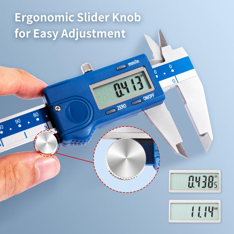 [Australia - AusPower] - Dasqua Left-Handed Digital Caliper 0-6"/0-150mm Stainless Steel with Large LCD Screen, Dual Unit in/mm, Accuracy ±0.0015"/0.03mm, Resolution 0.0005"/0.01mm, High Precision Caliper Measuring Tool Digital 6" 