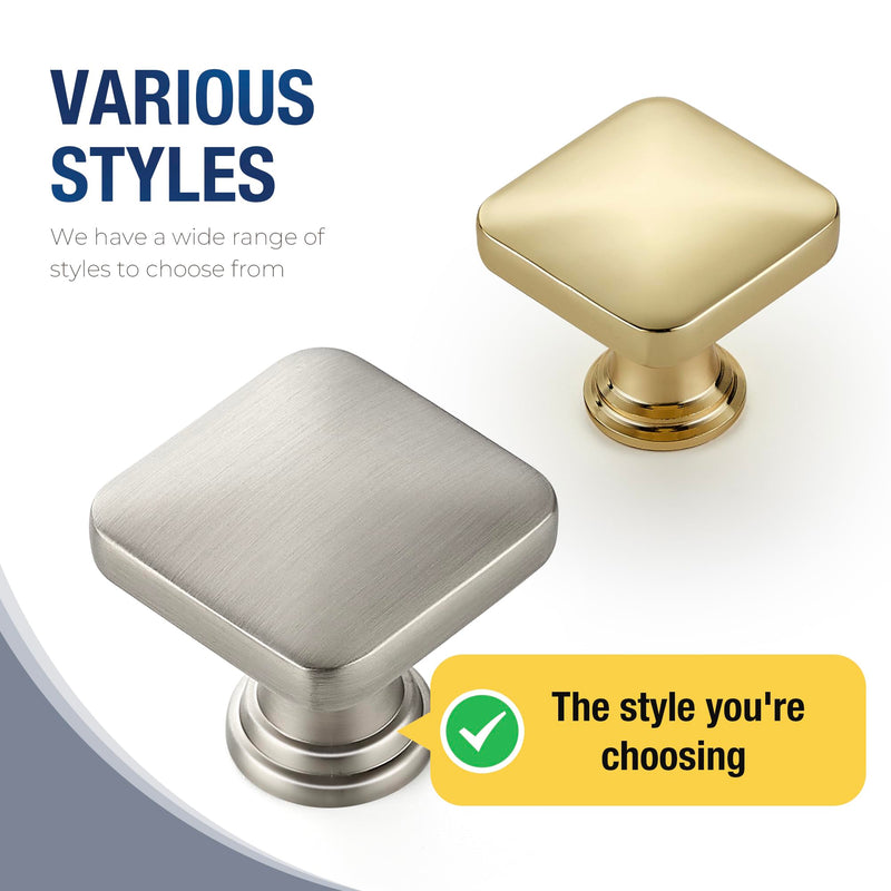 JOY DECOR 15 Pack Brushed Nickel Cabinet Knobs, 1-1/8 Inch Zinc Alloy Single Hole Drawer Pulls for Dressers, Cabinets and Kitchen Hardware