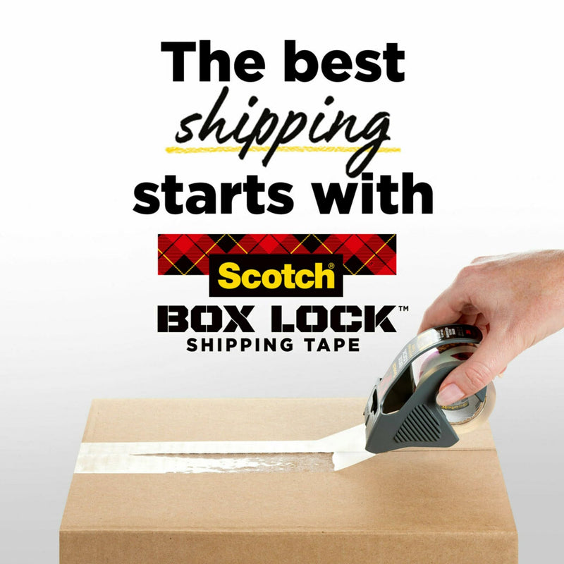 [Australia - AusPower] - Scotch Box Lock Packing Tape, Clear, Extreme Grip Moving Tape, 1.88 in. x 22.2 yd., 6 Packaging Tape Rolls with Dispensers 6 Rolls 