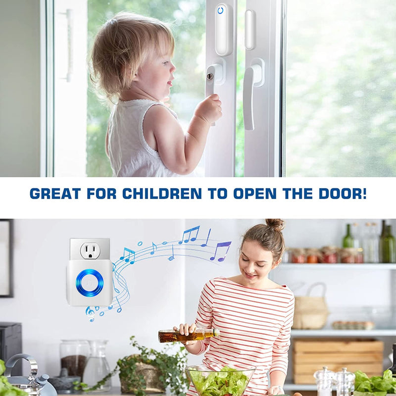 [Australia - AusPower] - Caregiver Pager Door Alarms for Dementia Patients/Kids Safety/Home Security,Wireless Door Alarm Sensor for Elderly/Business/Home/Store(4 Sensors and 2 Receivers) 