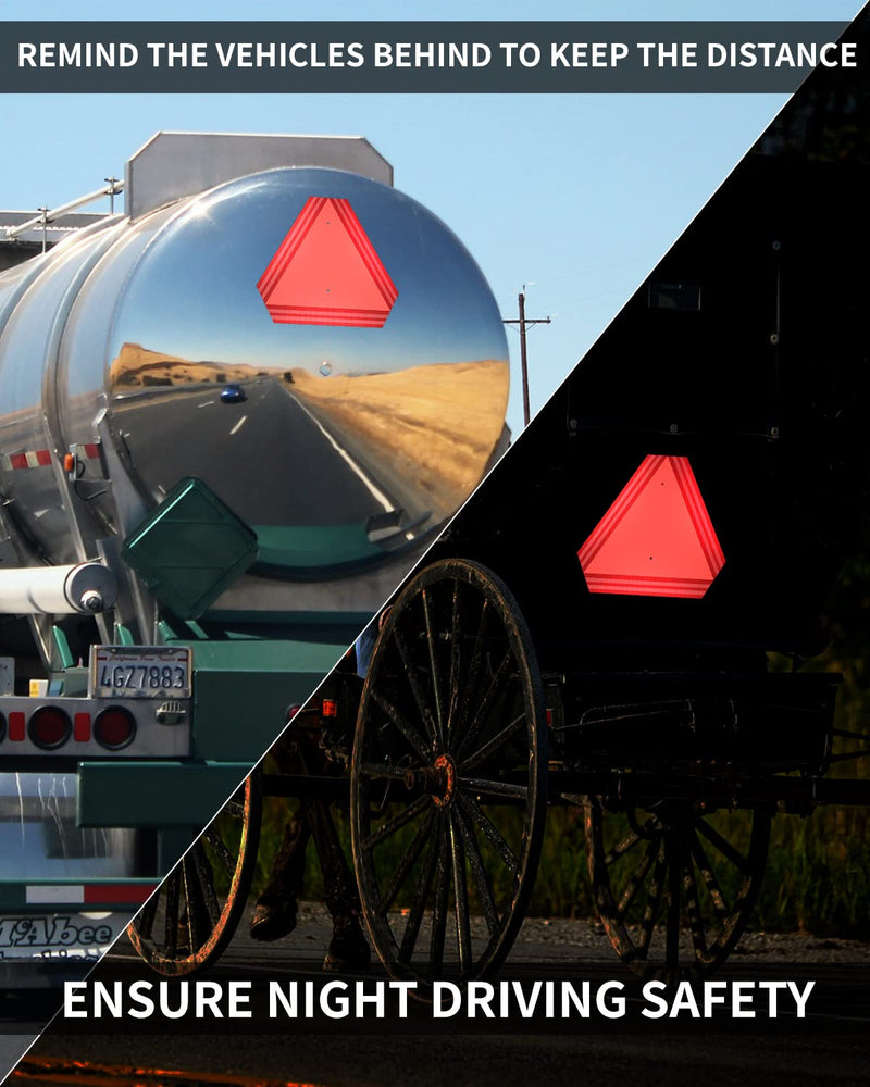 [Australia - AusPower] - Slow Moving Vehicle Sign Triangle Sign - SMV Sign for Golf Cart,UTV/ATV/RTV,Tractor&Farm equipment - Highly Reflective Up to 7 Years,14"x16"80-mil Thick Plastic - Include Screws & Zip Ties 1 PACK 