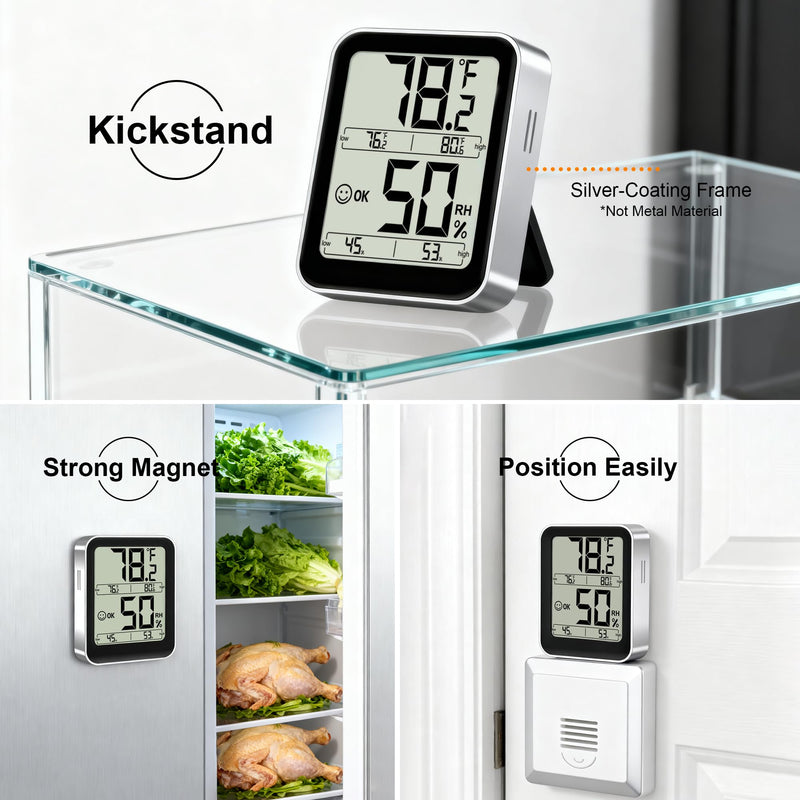 Antonki Room Thermometer Indoor Hygrometer Digital Temperature and Humidity Sensor Meter Humidity Monitor with Max/Min Records - AAA Battery Included