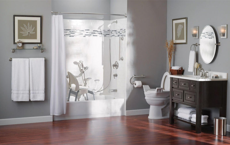 Moen LR8724D1GCH Bathroom Safety 24-Inch Designer Bathroom Grab Bar with Curled Grip, Stainless 24 Inch Chrome