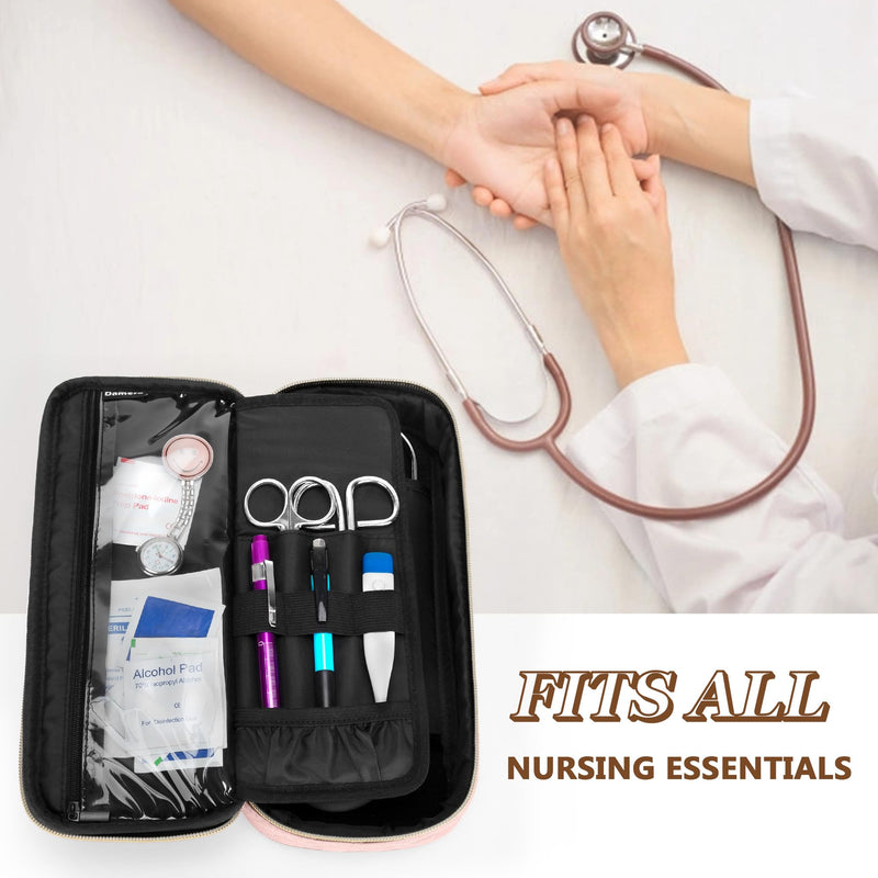 [Australia - AusPower] - Damero Protective Stethoscope Case with Divider for Nurse Accessories, Stethoscope Carrying Bag Travel Case Compatible with 3M Littmann/ADC/Omron Stethoscope and others, Misty Rose 