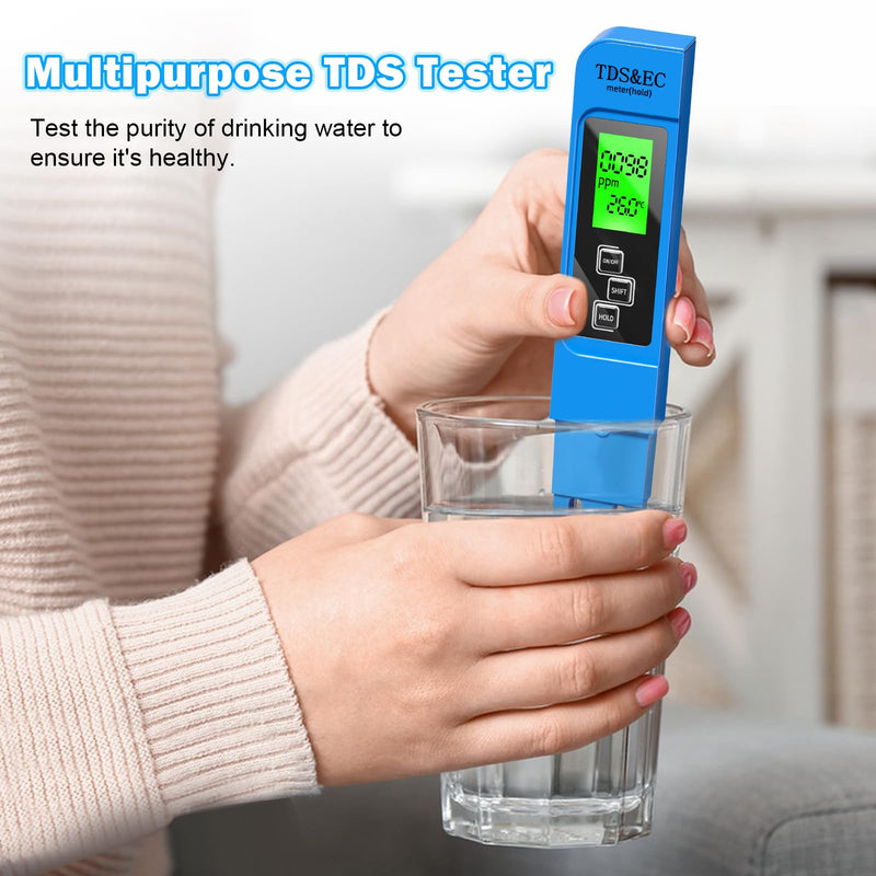 [Australia - AusPower] - 3 in 1 TDS Meter - TDS EC & Temperature(°C,°F) Meter,Accurate & Reliable Digital Water Testing Kits for Drinking Water Quality, Tap, Well, Swimming Pool,Hydroponics, Aquarium, RO/DI System?Blue 