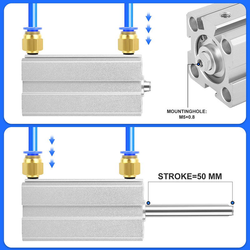 [Australia - AusPower] - TAILONZ PNEUMATIC 25mm Bore 50mm Stroke Pneumatic Small Thin Cylinder Aluminum Pneumatic Air Cylinder SDA25-50 Bore:25mm Stroke:50MM 