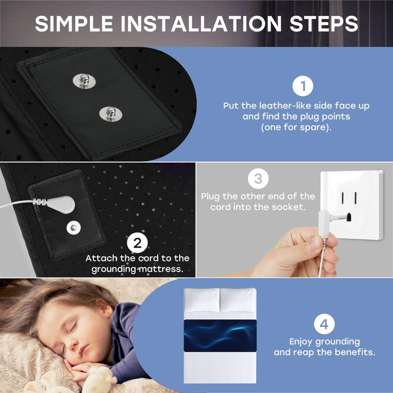[Australia - AusPower] - Grounding Mat for Bed, Grounding Mattress Cover Pads for Better Sleep, Pain Relief & Wellness Support, Earth Connected Therapy. (King,27x76in) King,27x76in 