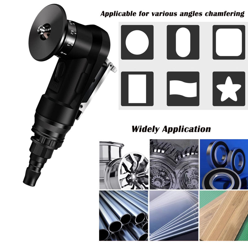 [Australia - AusPower] - Pneumatic Chamfering Tool, Mini Air-Powered Chamfering Machine Trimming, 45° Arc Corner with 1/4 Inch Air Inlet for Metal Wood Beveling Deburring 8Pcs C-Angle Blade+6Pcs R-Angle Blade 