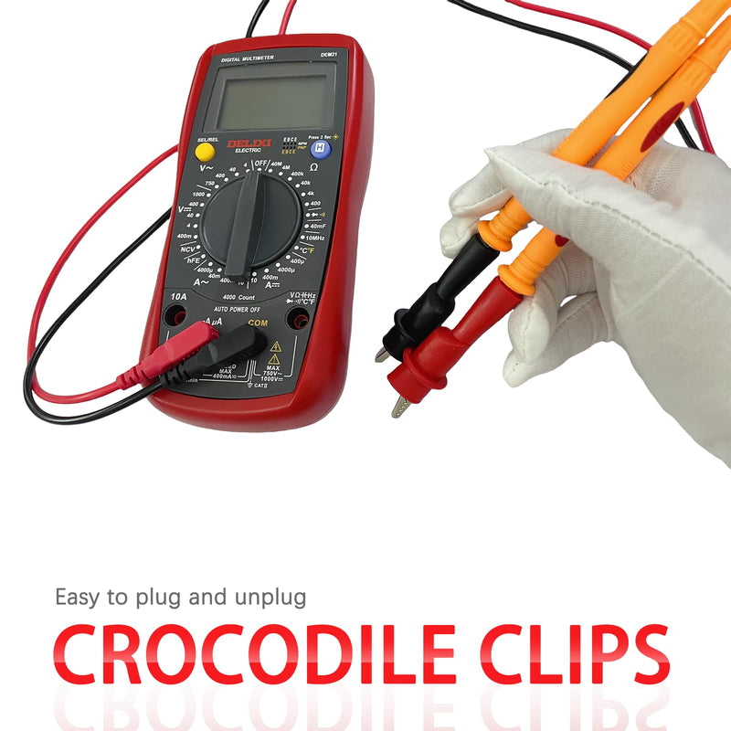 [Australia - AusPower] - 1000V 10A Multimeter Test Leads, Multimeter Leads+2pcs Alligator Clips, Test Probes Leads 