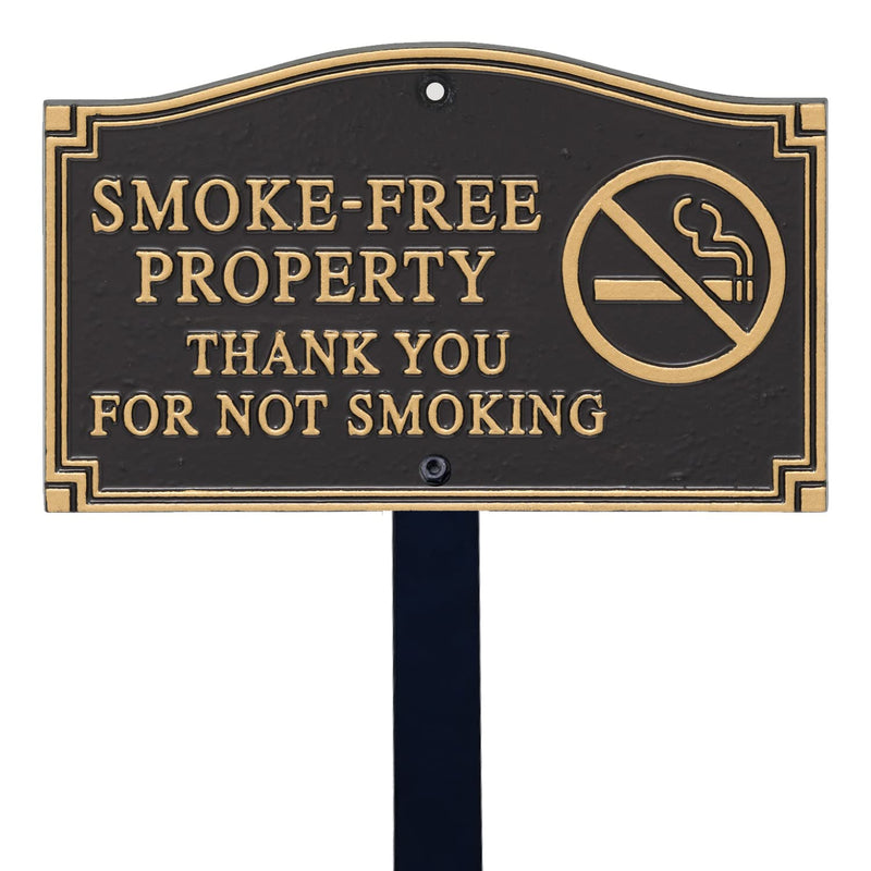 SmartSign Smoke Free Property Sign for Yard, Thank You for Not Smoking Garden Plaque | 5.75" x 9.5" Aluminum Plaque with 18" Black Lawn Stake, Premium No Smoking Sign, Made in USA