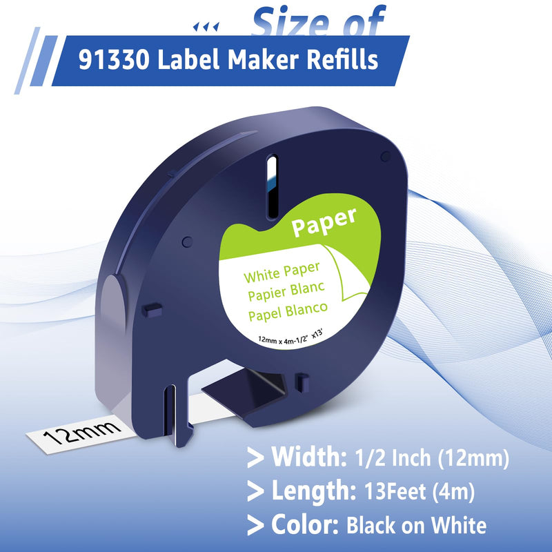 USUPERINK Compatible for Dymo LetraTag Refills 6PK Paper 91330 Black on White 3PK Plastic 91332 Black on Yellow Label Tape 1/2'' 12mm x 4m for Letratag Label Maker 200B LT-100H LT-100T QX50