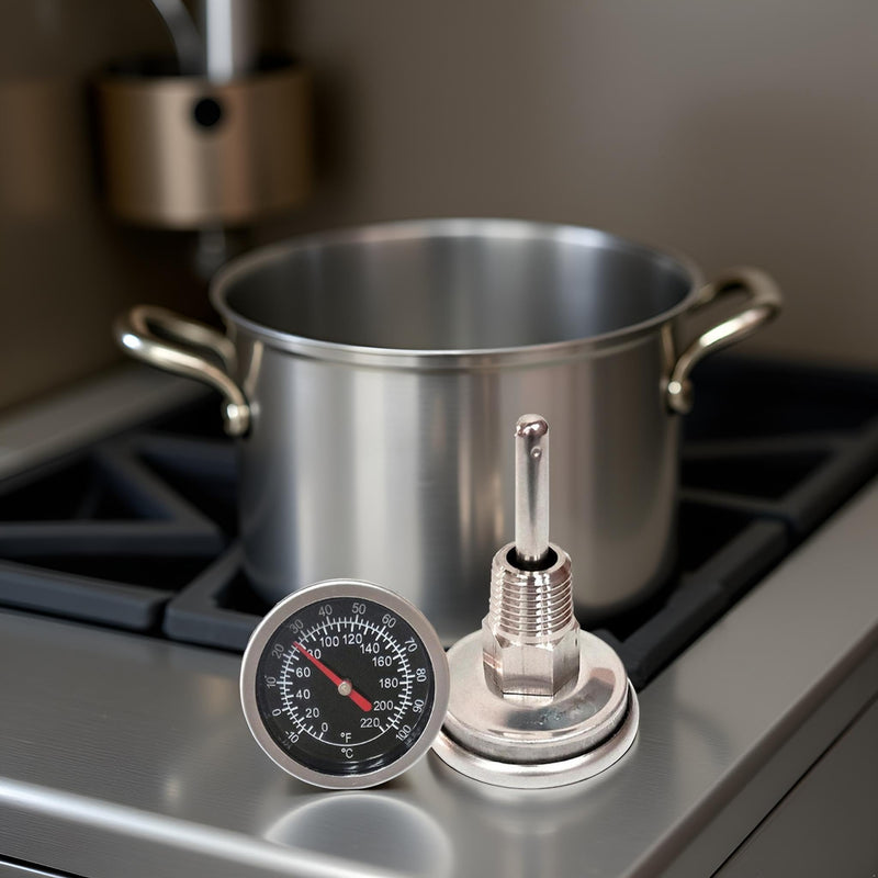 [Australia - AusPower] - Temperature Probe Meter Gauge, Dial Thermometer NPT, Stainless 1/4 NPT Thermometer for Boiler Tea Pot Kettle -10-100℃/0-220ºF Thread Joint Dial Thermometers 