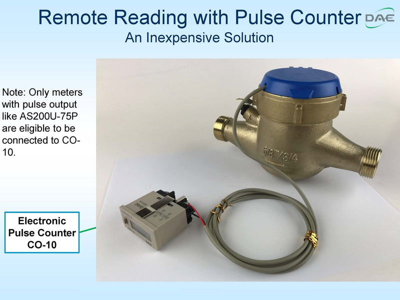 DAE AS130U-50P 1/2" Water Meter with Pulse Output, Measuring in Gallon + Couplings 1/2" Cold, W/ Pulse Output