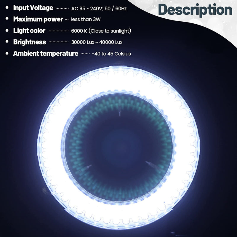 [Australia - AusPower] - Tiamu LED Microscope Ring Light, Optical Stereo Microscope Ring Light, 0-100% Brightness Adjustable, 6000 K Super Microscope Camera Lamp with 144 LED Beads, Jewellery Repair Lamp (EU Plug, Black) 