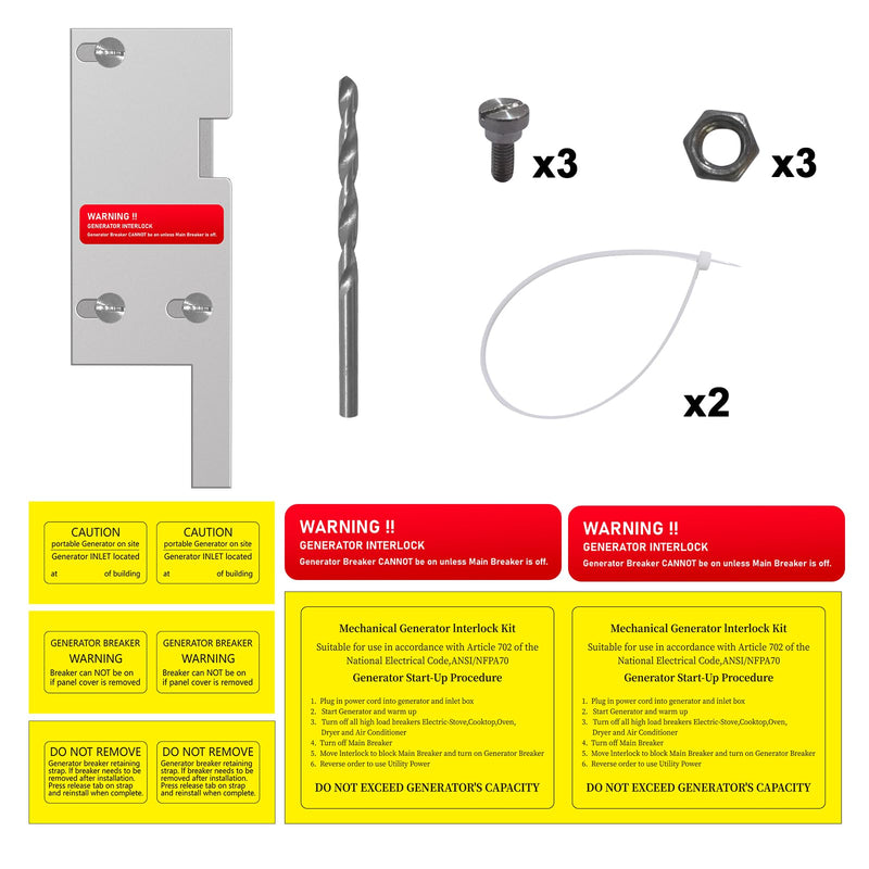 Generator Interlock Kit Compatible with General Electric Vertical Main 150 or 200 amp Break. 2 1/2 to 3 1/2 inches Spacing Between Main and Branch Breaker,Professional and Interlock Kit