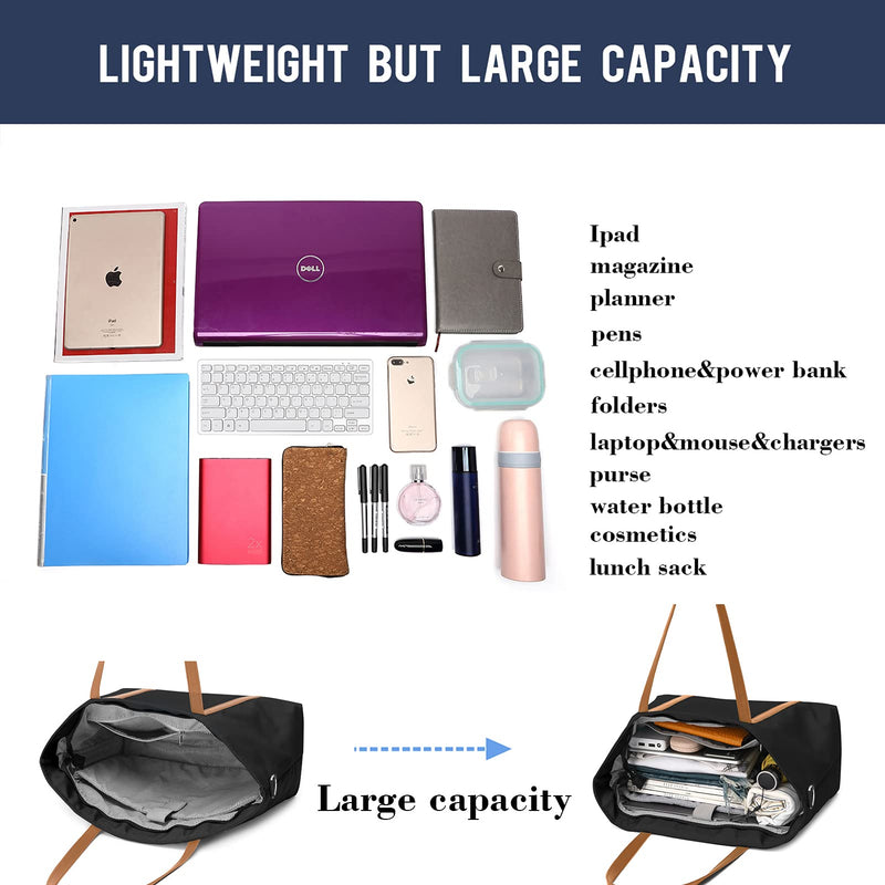 [Australia - AusPower] - Tote Bag for Women, Bags for Women Teacher Work 15.6 Laptop Bags Beach Handbag Black 