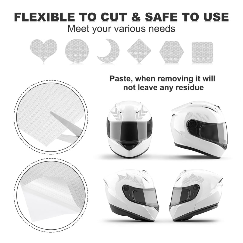 MECCANIXITY Adhesive Reflective Stickers, 12 x 8 Waterproof Safety Reflective Tape Warning Night Reflector Sticker for Bicycles Cars Trailer Mailbox, White Pack of 16
