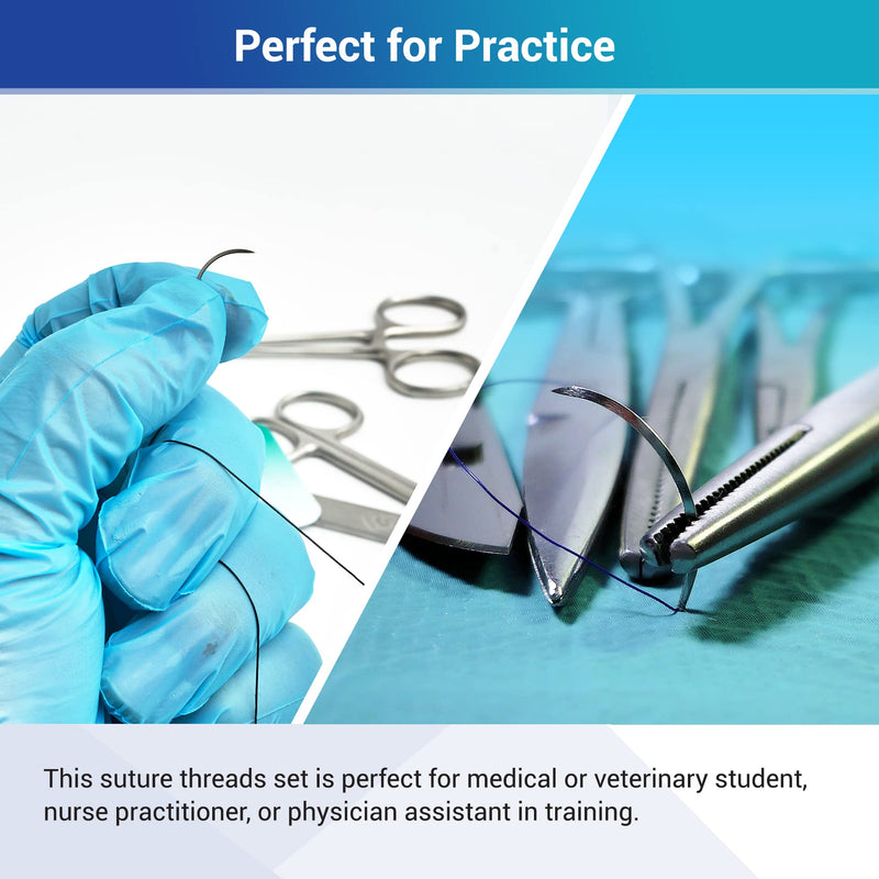 [Australia - AusPower] - Alcedo Sterile Sutures Thread & Needle with Tools Kit, First Aid Field Emergency Supplies, 16 Mixed 0, 2/0, 3/0, 4/0 with 12 Instruments, Complete Kit (28 Pieces) 