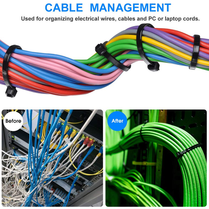 [Australia - AusPower] - Zip Ties 8 inch Black Zip Ties with 50 Pounds Tensile Strength,Cable Ties,100 Pack, by Tantti Supply 8" (100 Pack) 
