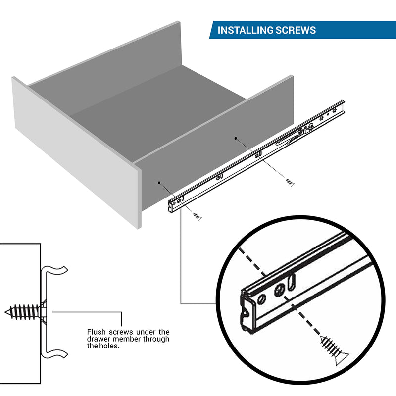 Pair of 12" Rok Hardware Soft Close Drawer Slides, Full Extension, Ball Bearing, 100 lb Weight Capacity - Available in 12", 14", 16", 18", 20", 22" and 24" Lengths 12 Inch