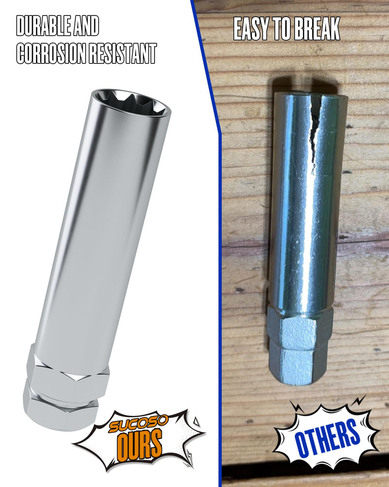 [Australia - AusPower] - 10 Spline Lug Nut Key Replacement for TA20-19/21 Fit Bimecc M12x1.5 M14x1.5 10 Spline Lug Nuts and Lug Bolts, 10 Point Lugnut Socket with 3/4"(19mm) and 13/16"(21mm) Hex, Replace TN20A22OP TB20A24 Silver 