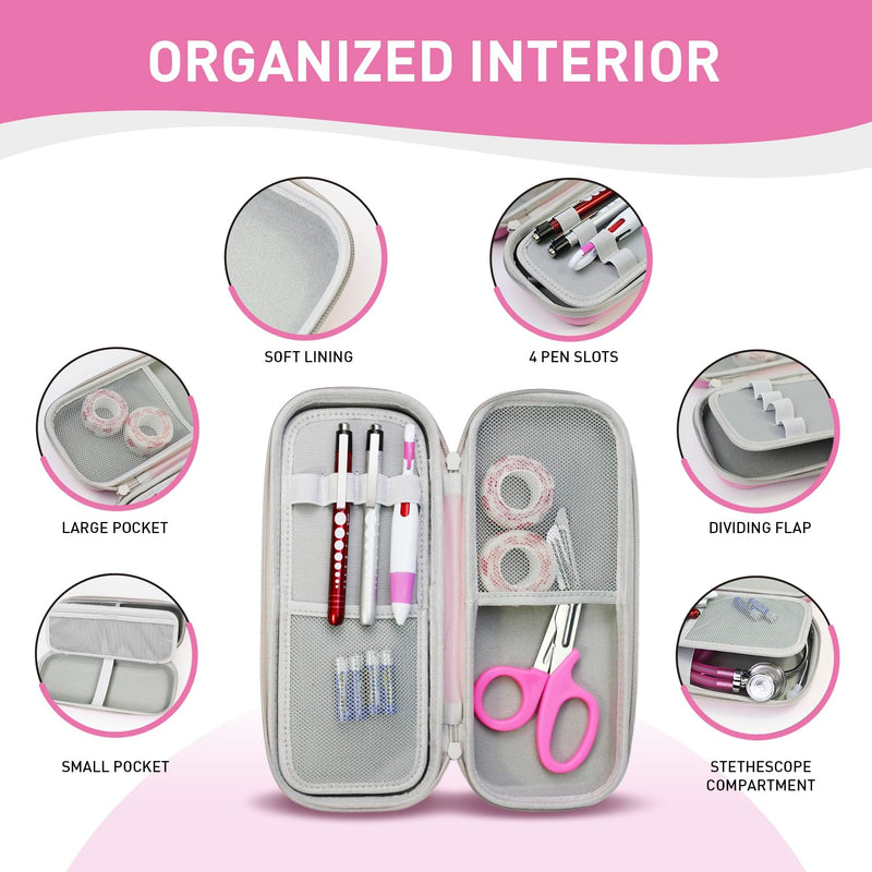 [Australia - AusPower] - Scian 13 pcs Stethoscope Case Kit, Portable Stethoscope Case Included Medical Scissor, Penlights, Nurse Accessories for Doctors Medical Students Nurses Gift, Pink 