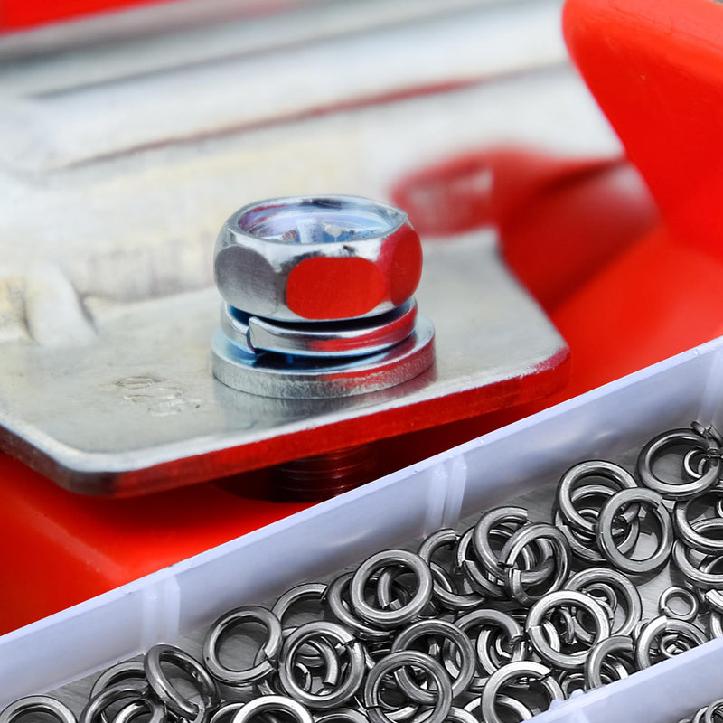 [Australia - AusPower] - 900 PCS Stainless Steel Spring Lock Washer, Split Lock Washer, Split Ring Washer Bolt Screw Spring Washer, 2#, 1/8", 5/32", 3/16", 1/4", 5/16", 3/8", 1/2" 