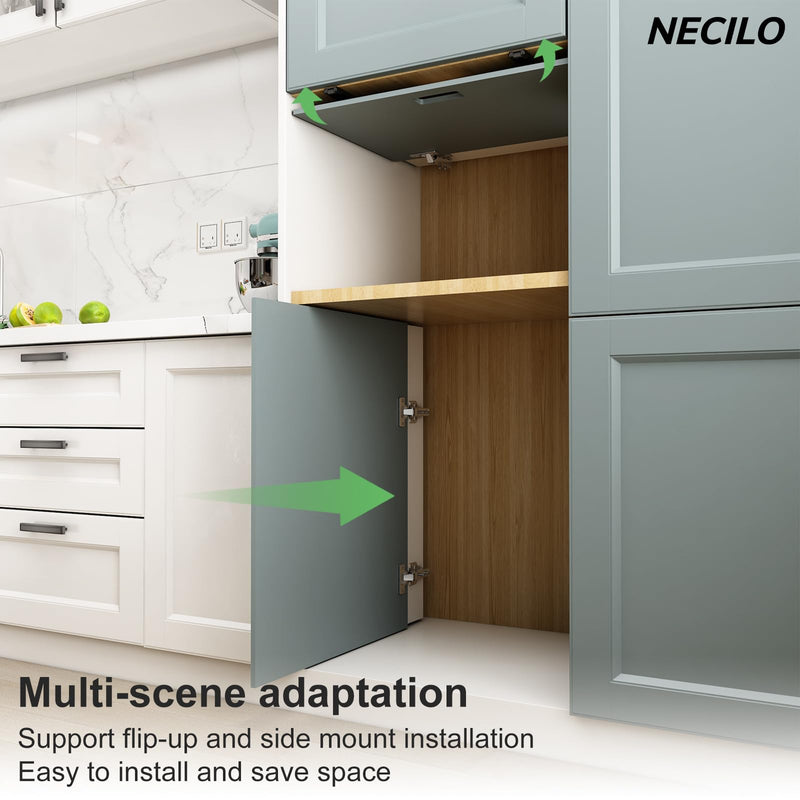 NECILO Cabinet Pocket Door Slides 20 Inch, Sliding Cabinet Pocket Door Hardware, Full Extension Ball Bearing, Space Saving Top/Side Mount for Cabinet Doors Wardrobes Closet Pantry, 1 Pair